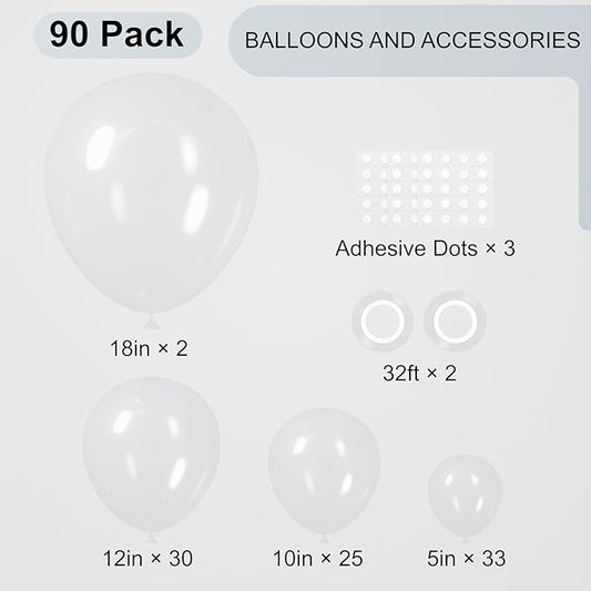 90pack Clear Balloons Different Size 18/12/10/5 Inch Transparent Balloon Garland Arch Kit for Graduation, Wedding, Birthday, Baby Shower, Anniversary Party Decorations