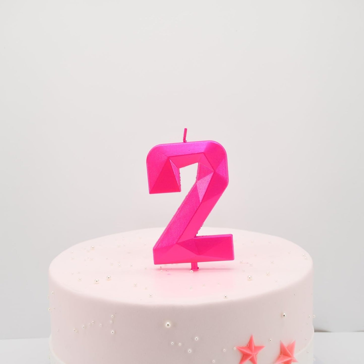 DERVENTA Large Birthday Candle Number 3D Pink 3.7 inch Party Celebration Anniversary Decoration Cake Topper 1 Piece (Number 2 Pink)