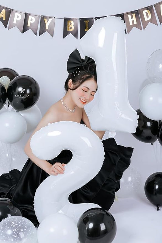 Number Balloons 1, 40 Inch Ballons for Girl Boy 1st 1 11 21 Birthday Decorations Baby Shower Photo Shoot, White One Balloons