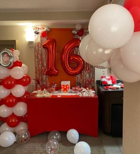 Red Number 6 Balloon 40 Inch, 6th Birthday Party Decorations for Children, Giant 6 Foil Balloon for Party Supplies
