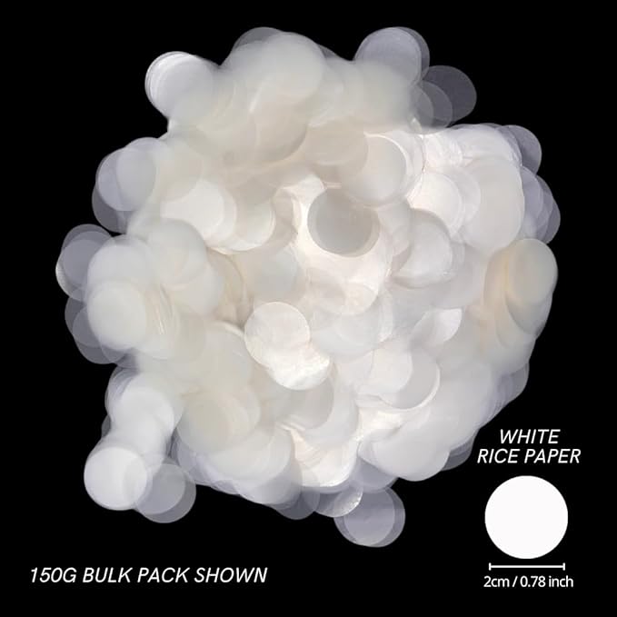 White Rice Paper Wedding Confetti for Flower Girl Basket, Confetti Cannon Filler - Biodegradable & Water Soluble Party Decor, Wedding Sparklers for Send Off Alternative, 150g 20000 Pcs