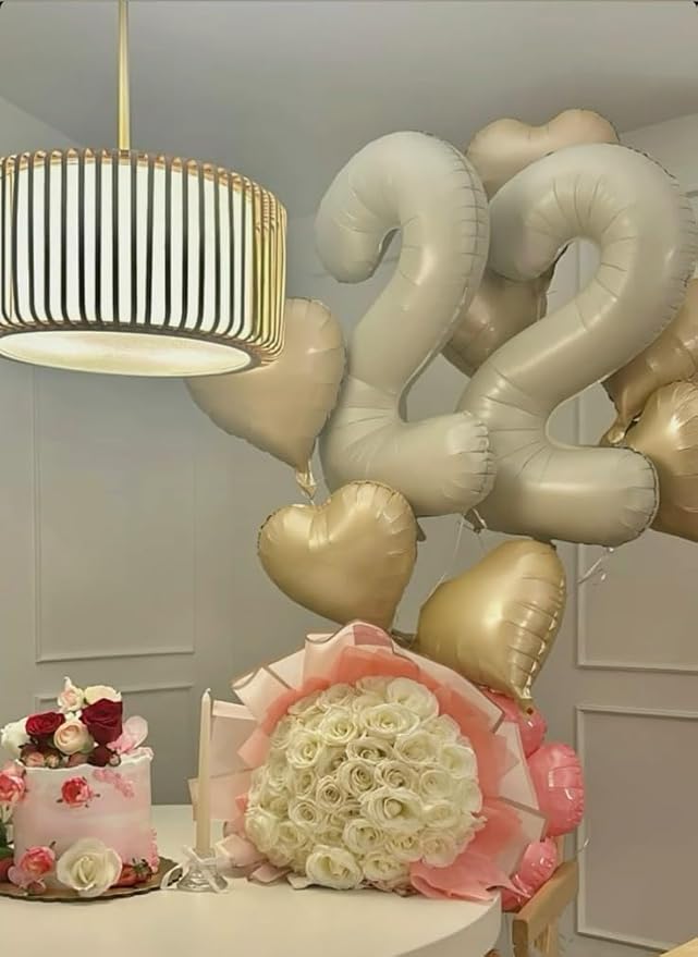 12 Balloon Number, 40 Inch Cream Large Number Balloons Birthday Gift for 12 21 Years Old, Maylar Balloon Decorations for Wedding Engagement Graduations Memorial Day's
