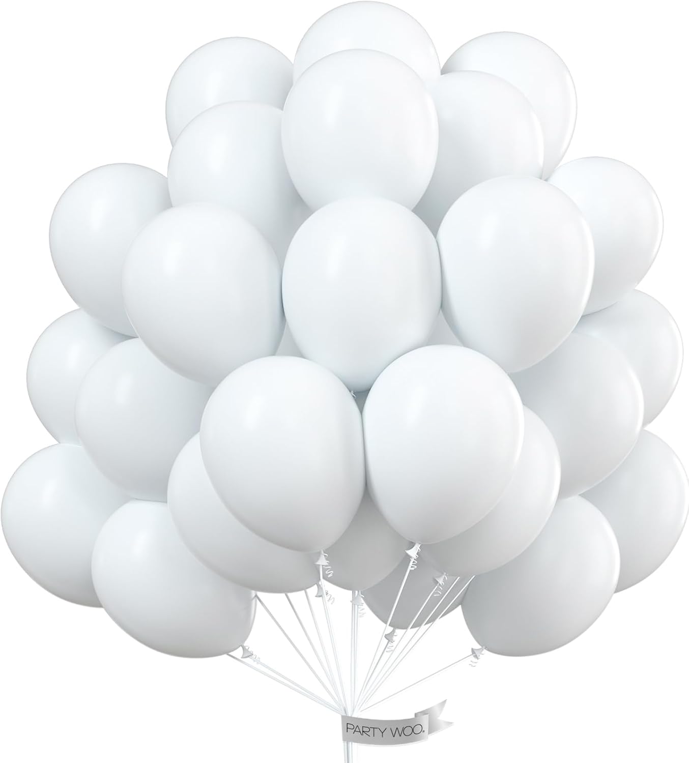 PartyWoo White Balloons 100pcs 12 Inch Matte White Latex Balloons for Wedding Bridal Graduation Engagement Baby Shower Gender Reveal Easter Anniversary Birthday Tea Party Decorations White-Y13
