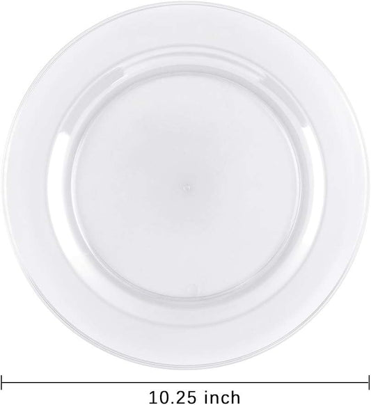bUCLA 100Pieces Clear Plastic Plates -10.25inch Disposable Dinner Plates- Premium Weddings& Party Plates