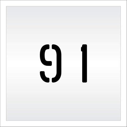 Pavement, Curb, and WheelStop Stencils - 4 inch Double Number Stencil - (91) - 4" x 4" x 1/8" (128 mil) - Pro-Grade