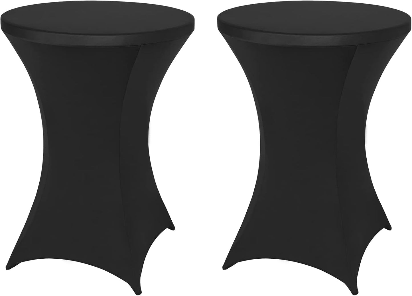 FestiCorp 2 Pack Spandex Black Table Cover, Cocktail Fitted Tablecloths, Round Highboy Stretch Table Covers Cloths for Party, DJ, Bar, Wedding, Birthday, Banquet, 30"-32" Diameter x 40"-43" Height