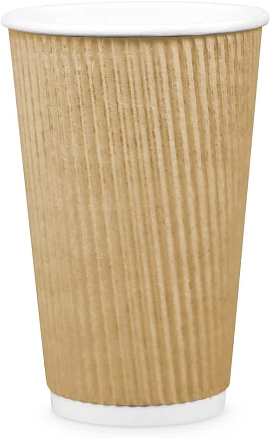 Ripple Paper Cups 16 oz 200 Pack for Coffee & Tea Made in USA | Bulk 200 Count for Home, Office, Restaurants & Coffee Shops | Recyclable, Insulated, & Disposable 16 Ounce To-Go Cups for Hot Beverages