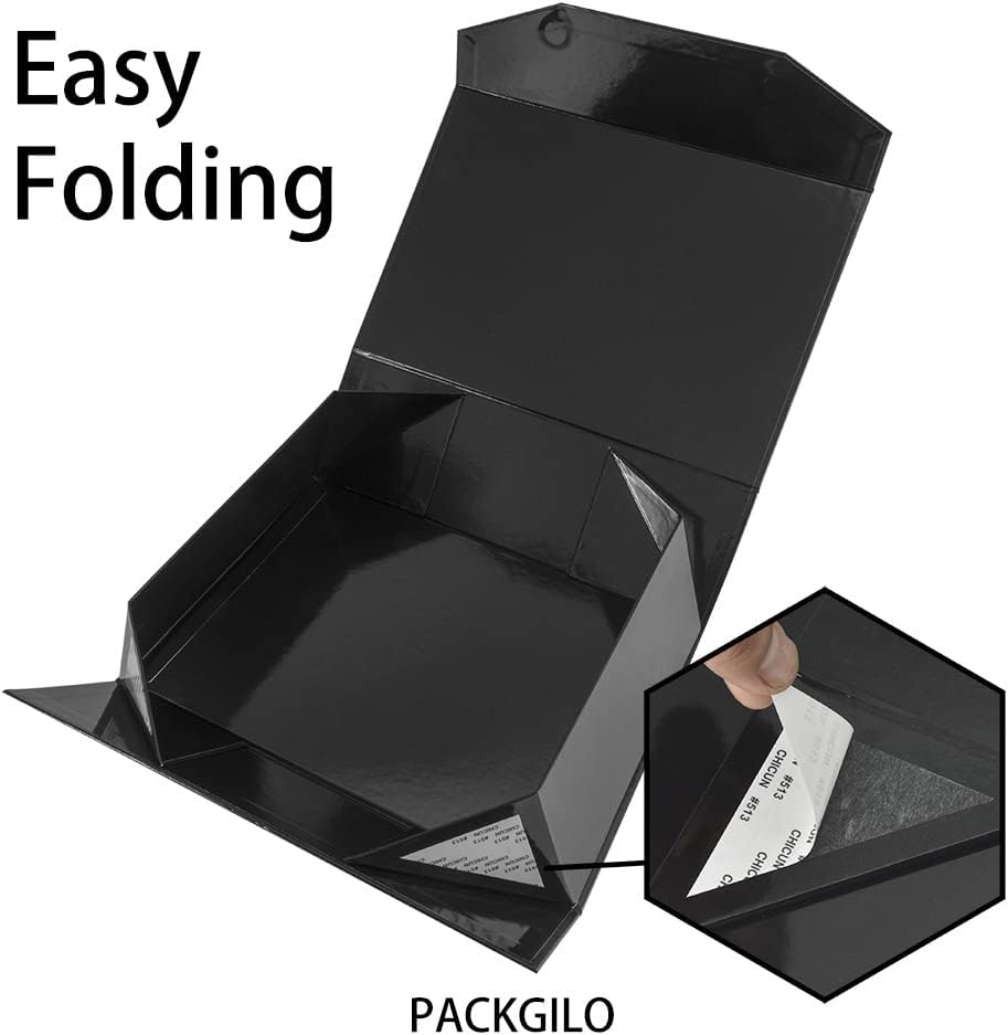 1 Pcs Black Extra Large Gift Box with Lid, 16.5 x 13 x 5.3 Inches, Hard Magnetic Giant Gift Boxes for Presents Clothes Robe Wedding Dress Sweater,Reusable Foldable Bridesmaid Proposal Box