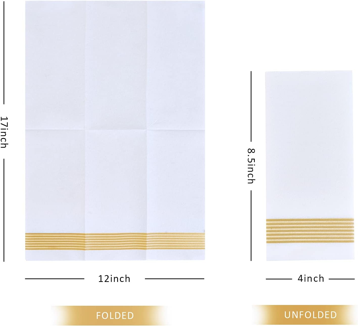 LITOPAK 300 Pack Disposable Guest Towels, Disposable Hand Towels for Bathroom, Paper Dinner Napkins for the Kitchen, Soft, Party Napkins, and Wedding Napkins(Gold)