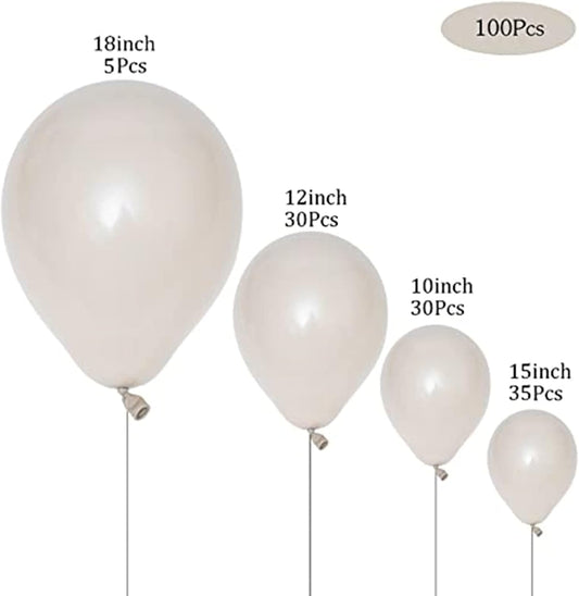 100pcs Sand White Balloons 18 inch +12 inch +10 inch +5 inch Party Nude White Balloon Birthday Balloons Baby Shower Decorations Wedding bulk