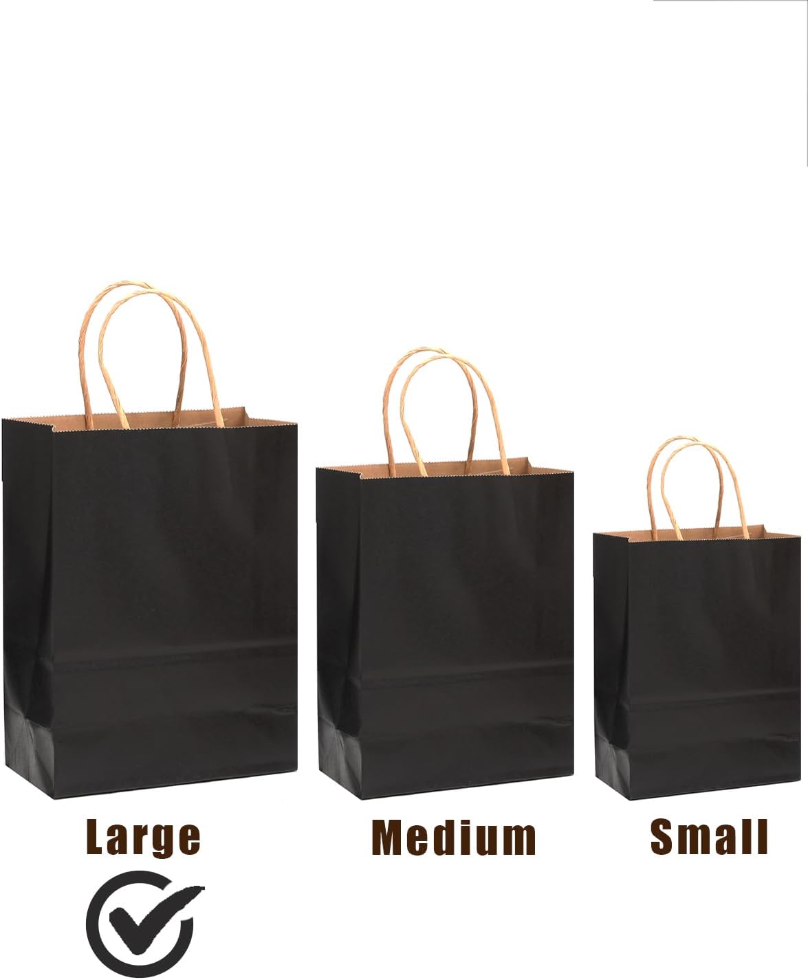 qiqee 30-Packs Black Gift Bags with Handles Bulk 13''x5 x10 Large Size Kraft Party Paper Bags