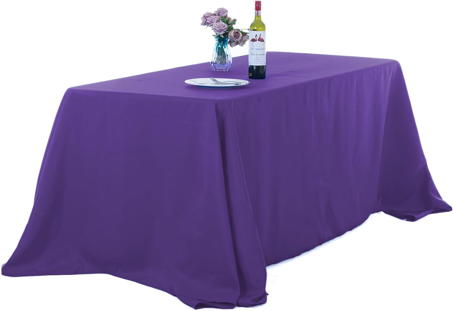 Ascoza 2pack 90x156 Inch Purple Rectangular Tablecloth 8 Feet Table Cloth in Polyester Fabric for Wedding/Banquet/Restaurant/Parties