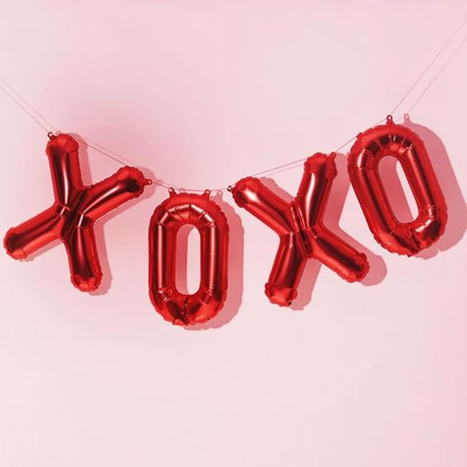 [52 PCS] 16" Foil Red Letter Balloons 2 Sets of A-Z, Mylar Aluminum Hanging Alphabet for Romance Valentine's day Graduation New Year eve Birthday Party Decorations