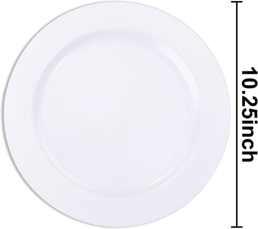 bUCLA 30PCS White Plastic Dinner Plates Disposable - Premium 10.25inch White Weddings and Party Dinner Plates