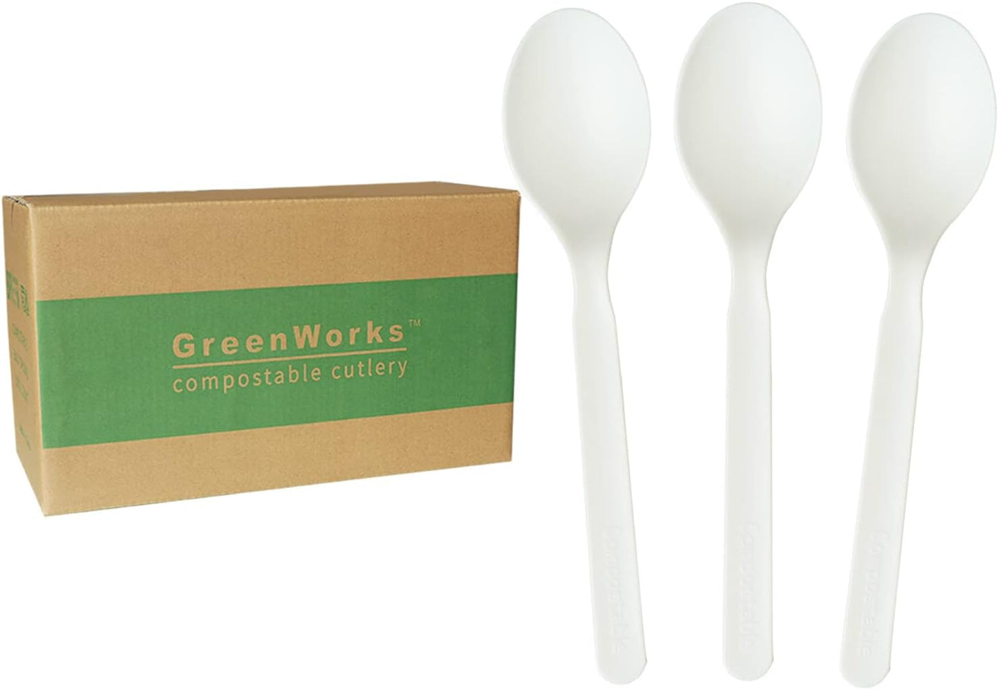 GreenWorks 1000 Count 6" Compostable Spoons,BPI Certified,Bulk Cutlery Utensils Spoon