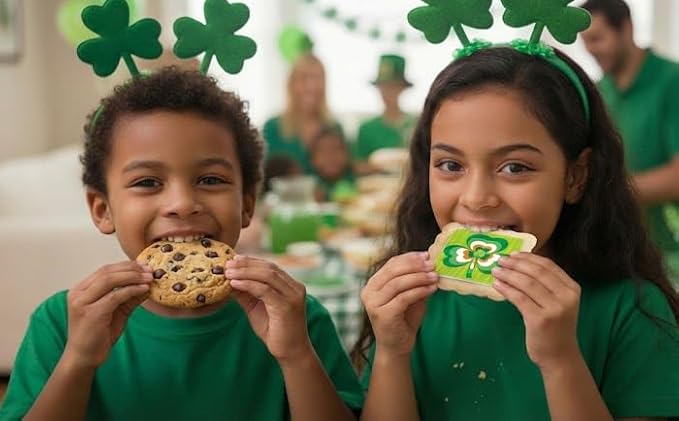St Patrick's Day Cookies Assortment Gift Basket Chocolate Chip Cookies Fudge Filled For Men Women Kids | INDIVIDUALLY WRAPPED | Large Cookies | Shamrock Cookie Care package