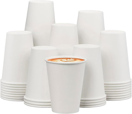 1000 Pack 12 oz Paper Cups - Disposable, White Hot Beverage Drinking Cups, Perfect for Party, Picnic, Travel, and Events