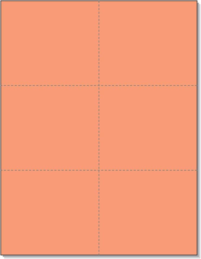 NextDayLabels - Laser Printer Blank Perforated Cards 6 up per Page (Salmon, 300 Cards)