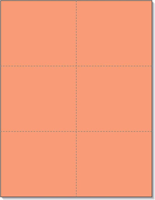 Laser Printer Blank Perforated Cards 6 up per Page (Salmon, 6000 Cards)