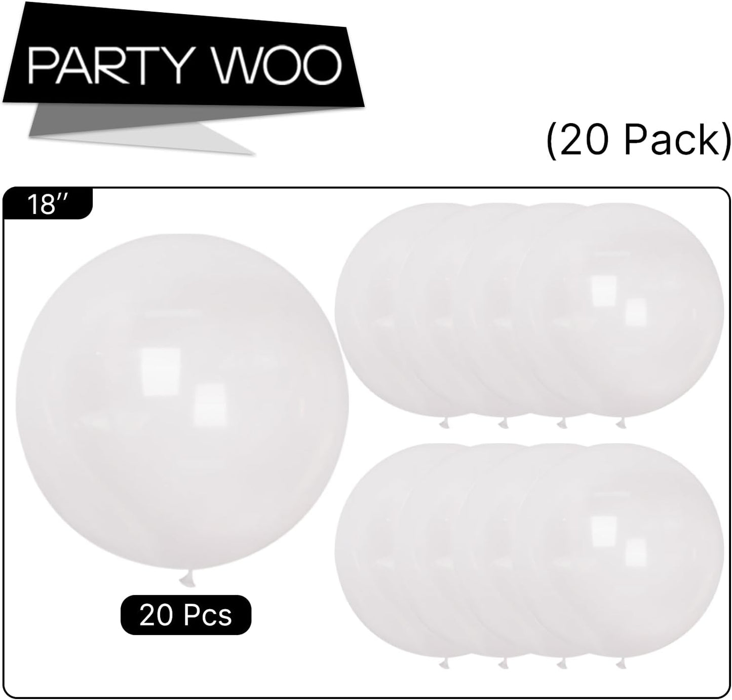PartyWoo Clear Balloons 20pcs 18 Inch Transparent Latex Helium Balloons for Graduation Wedding Baby Shower Bridal Shower Engagement Gender Reveal Anniversary Birthday Party Decorations Clear-Y2