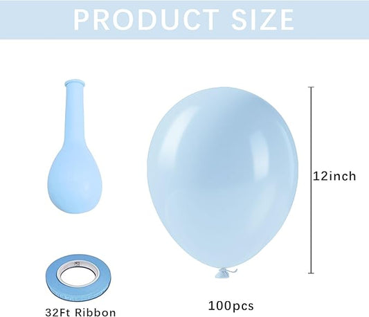Pastel Blue Balloons,100pcs Light Blue Latex Party Balloons for Balloon Arch & Garland as Blue Frozen Birthday Decorations, Baby Shower Decorations, Gender Reveal Decor, Anniversary Party Supplies