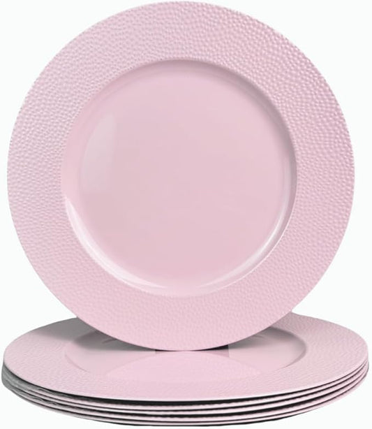 Pink Charger Plates, Set of 6, Chargers for Dinner Plates. Plastic Charger for Wedding, Party, Elegant Tableware Chargers Decoration.