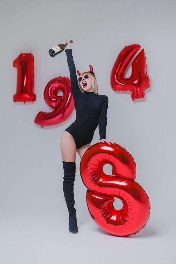 40 Inch Large Numbers Balloon, 4 Red Ballon for 4th 14 40 44 Birthday Party, Balloon 4 Number for Graduations Wedding Supplies