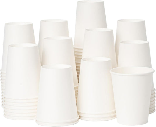 YEEHAW 8 oz 500 Pack Paper Cups, Disposable Coffee Cups, White Hot Cups, Suitable for Hot Drinkings, Perfect for Office, Home and Party Events