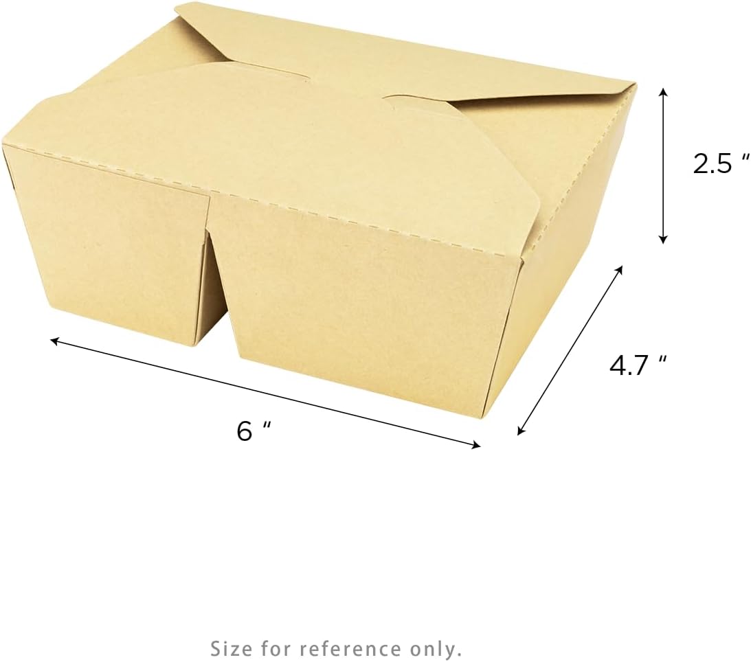 Karat Paper To Go Food Container [48 oz - 200 ct], 2-Compartment Leak-Resistant, Microwavable, Heavy-Duty Take Out Boxes | Grease Resistant & Stackable | #8 Kraft Brown