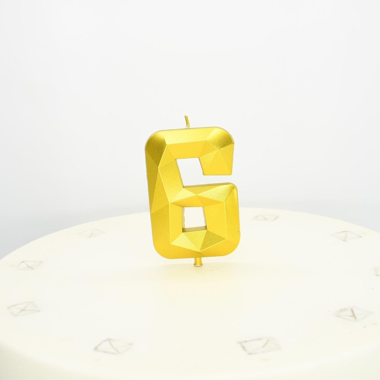DERVENTA Large Birthday Candle Number 3D Gold 3.7 inch Party Celebration Anniversary Decoration Cake Topper 1 Piece (Number 6 Gold)