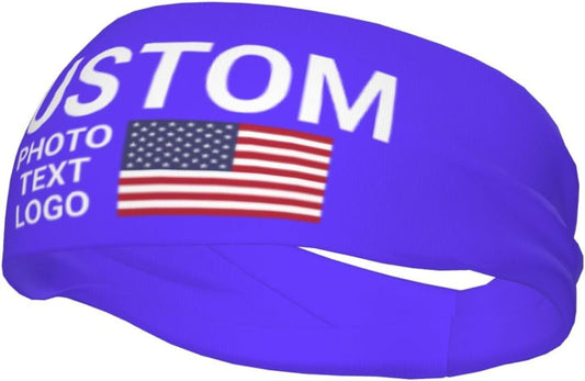 Custom Sports Headband Sweatband Bandana Add Your Photo Logo Text Number, Bulk Customized Unisex Sports Moisture Wicking Breathable Elastic