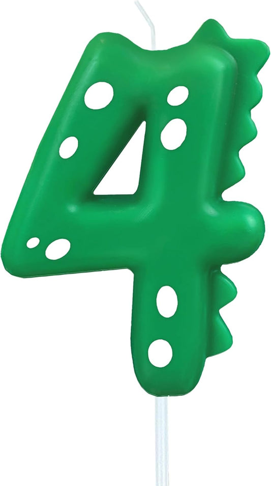 Number Birthday Candles(4 Candle Green) Dinosaur Shape Number Happy Birthday Cake Candles for Dinosaur Birthday Party Decoration Reunions Theme Party