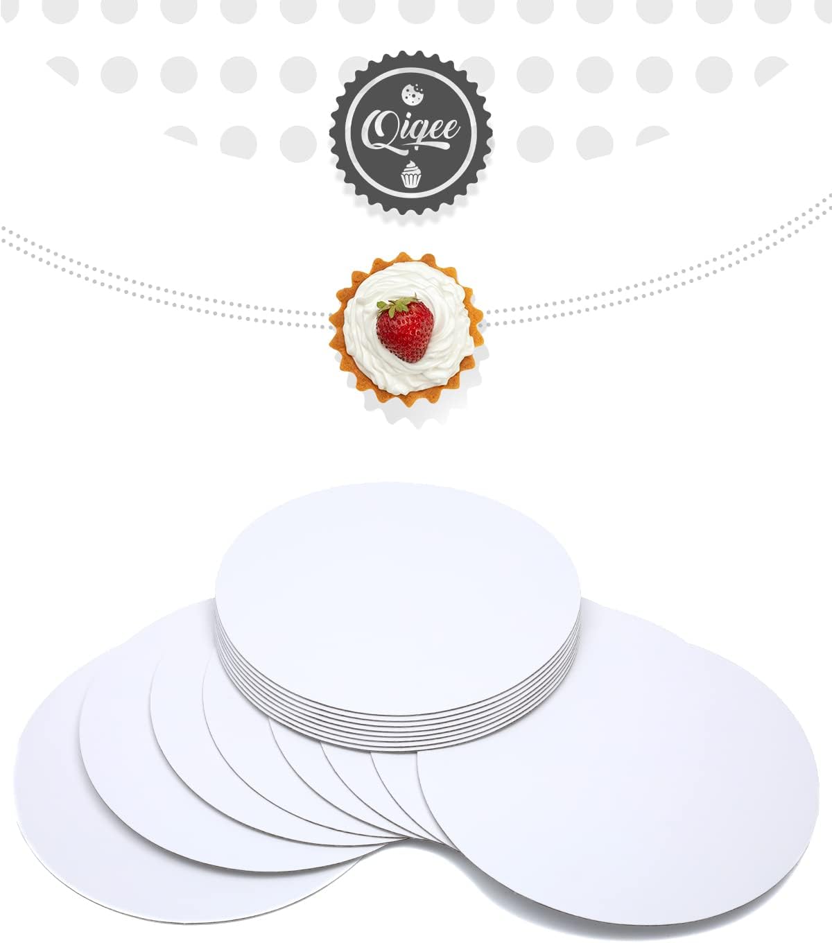qiqee 40-Packs Cake Boards Round 10 Inch White Circles Rounds Base Food-Grade Cardboard Cake Plate (Thinner But Stronger)