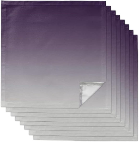 Cloth Napkins Purple and Grey Ombre Set of 8 Dinner Napkins Paper Soft Durable Washable Table Napkin Gradient Gradual Color Reusable Napkins for Family Dinners Weddings and Everyday Use 20x20 Inch