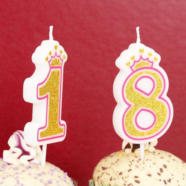 Birthday Number Candles, Number 1 Pink Giltter Candles for Cake,Candle Cake Topper with Sequins for Anniversary Celebrations Supplies (Number 1)