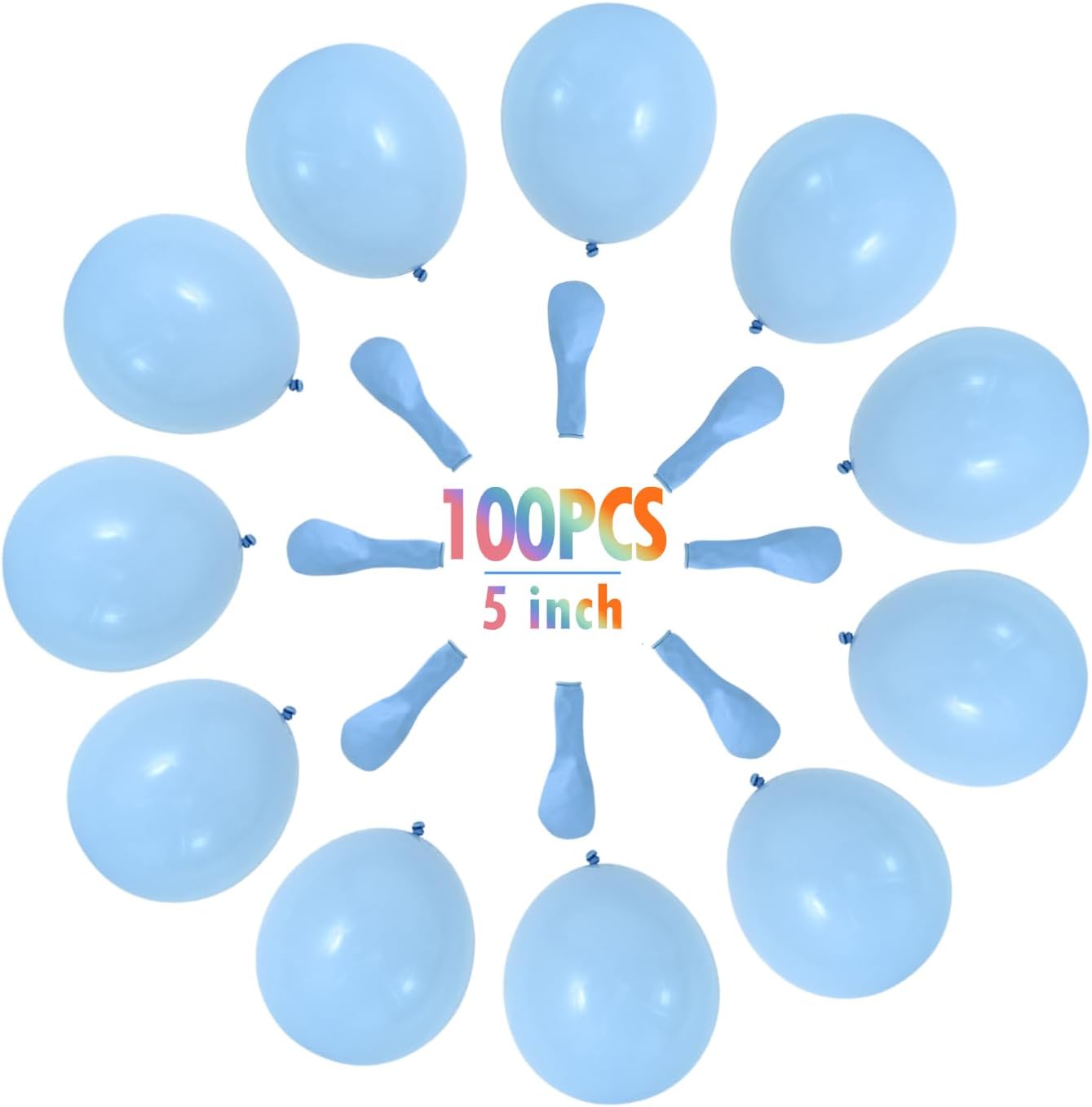 BEISHIDA 100 PCS 5 Inch Blue Party Mini Balloons Light Blue Macaron Latex Balloons for Birthday Wedding Engagement Anniversary Christmas Festival or any Party Decorations Supplies