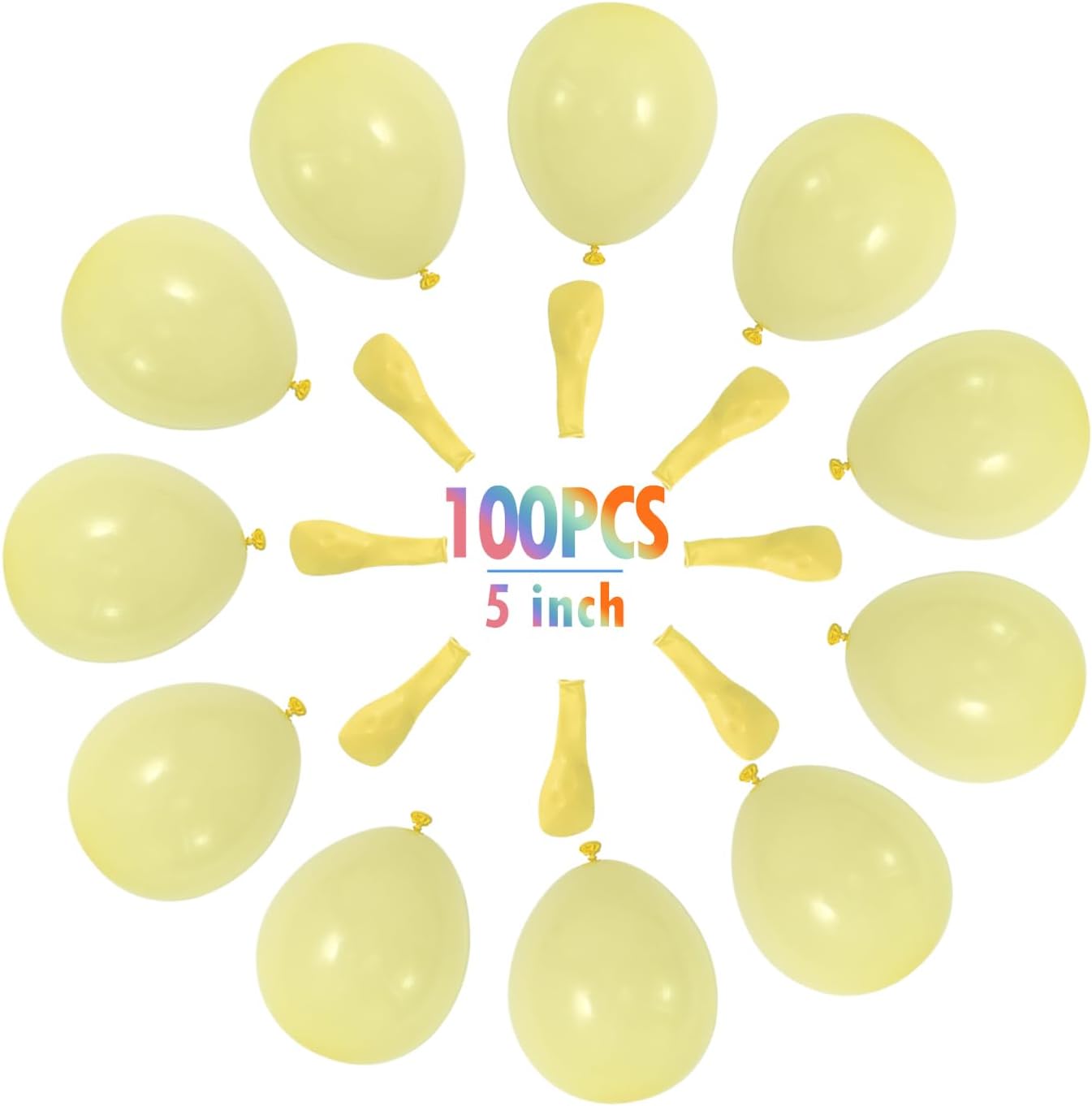 BEISHIDA 100Pcs 5 Inch Pastel Yellow Balloons Mini Thicken Light Macaron Yellow Latex Balloon for Birthday Wedding Bridal Shower Party Decorations Supplies