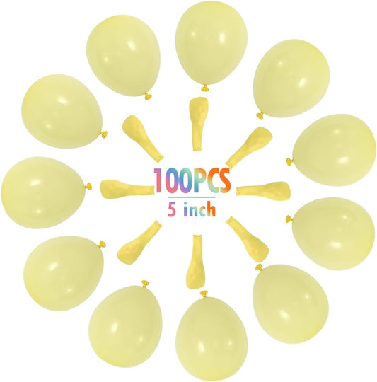 BEISHIDA 100Pcs 5 Inch Pastel Yellow Balloons Mini Thicken Light Macaron Yellow Latex Balloon for Birthday Wedding Bridal Shower Party Decorations Supplies