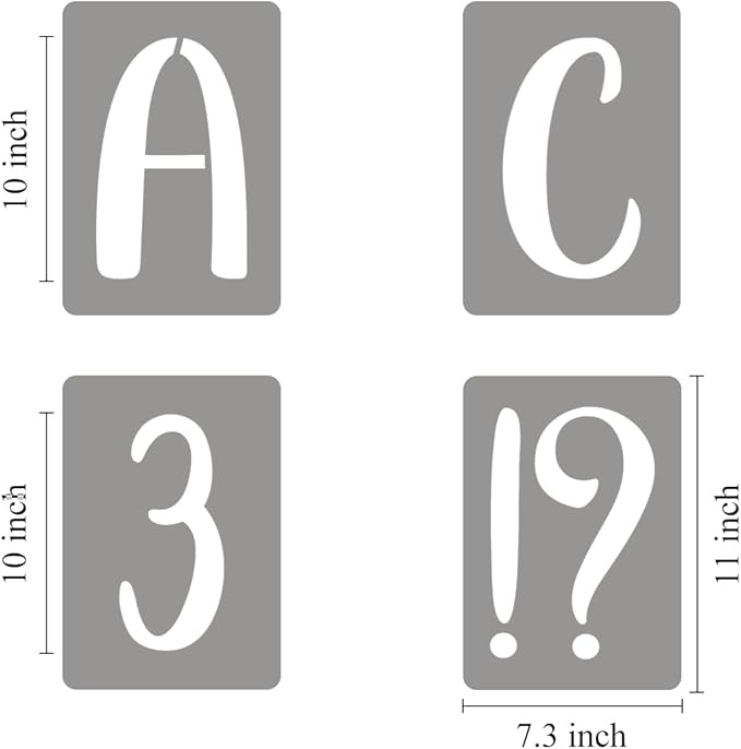 XANGEY 10 Inch Letter Stencils for Painting - 42 Pack Alphabet Letter Number Templates with Signs, Reusable Plastic Alphabet Stencils for Chalkboard Fabric Rock Wood Crafts Painting