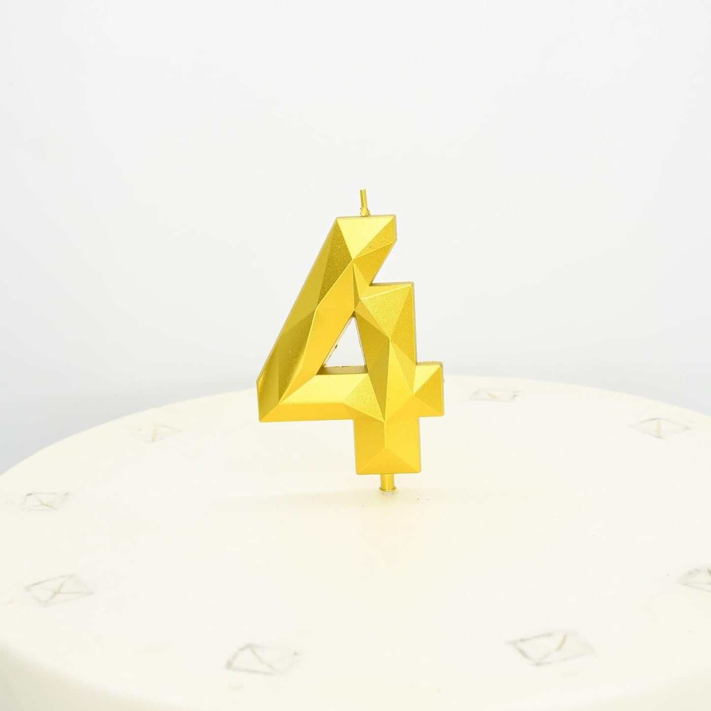 DERVENTA Large Birthday Candle Number 3D Gold 3.7 inch Party Celebration Anniversary Decoration Cake Topper 1 Piece (Number 4 Gold)
