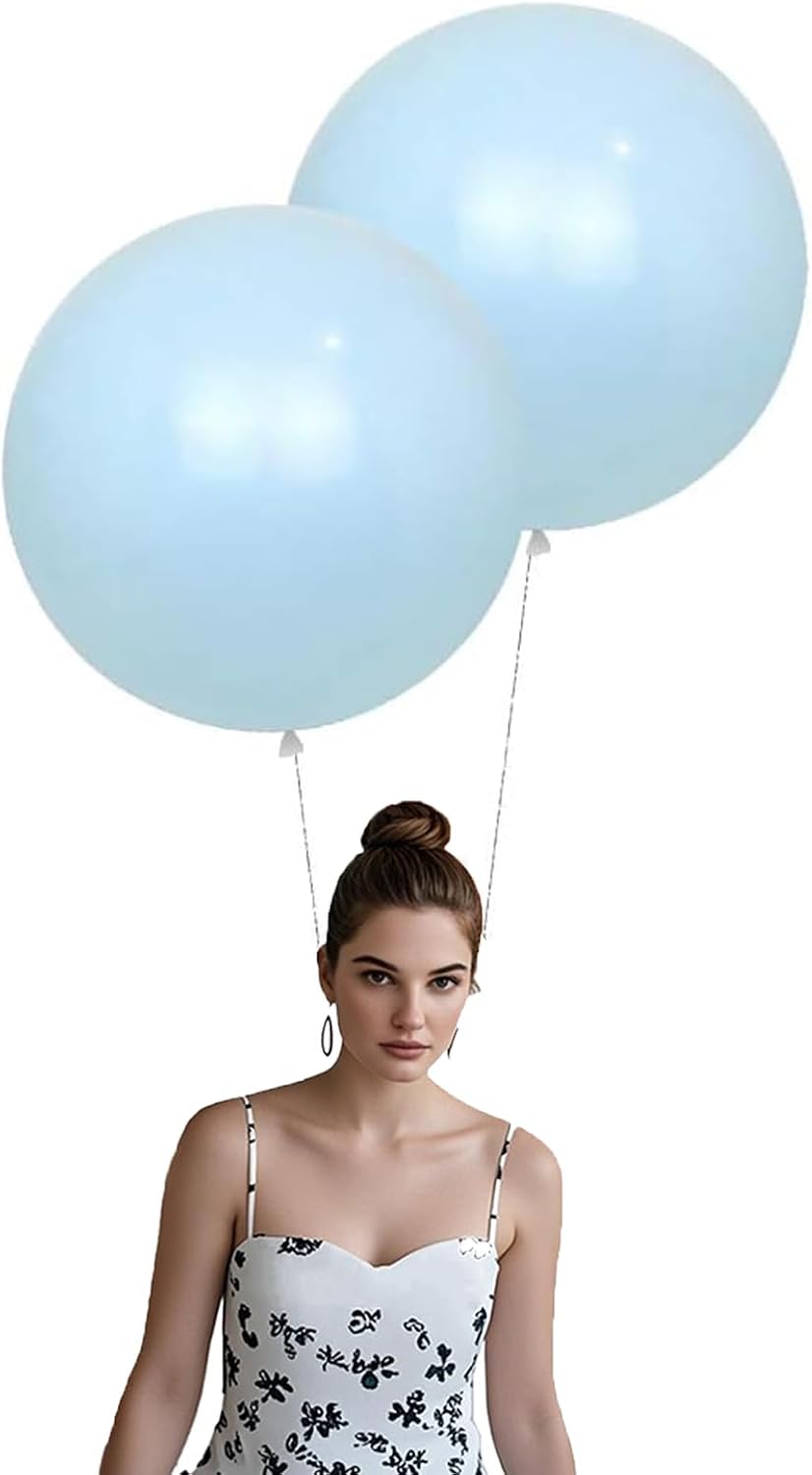 15Pcs 24 Inch Balloons Macaron Blue Giant Round Balloons Large Balloon for Festival, Christmas, Birthday Party Decorations