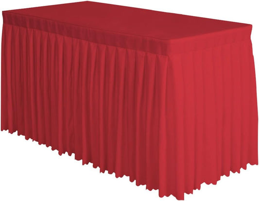 Surmente Red Table Skirt, 14ft Polyester Tablecloth for Weddings, Banquets, or Restaurants