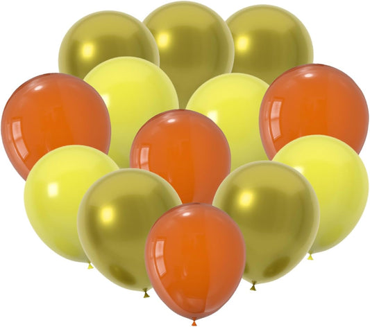 60 Pcs 12-Inch Latex Balloons in Yellow, Orange, and Gold - Perfect for Thanksgiving Day, Halloween, Graduations, Birthday, Fall Celebrations,Baby Shower, and Party Decorations