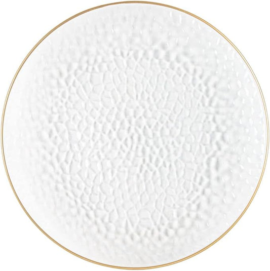 PARTY BARGAINS 13-Inch Charger Plates - 48 Pack, Hammered Clear Gold Rim, Heavy-Duty Disposable Chargers for Elegant Dining - Ideal for Weddings and Formal Events