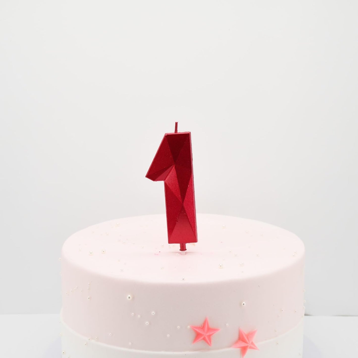 DERVENTA Large Birthday Candle Number 3D Red 3.7 inch Party Celebration Anniversary Decoration Cake Topper 1 Piece (Number 1 Red)