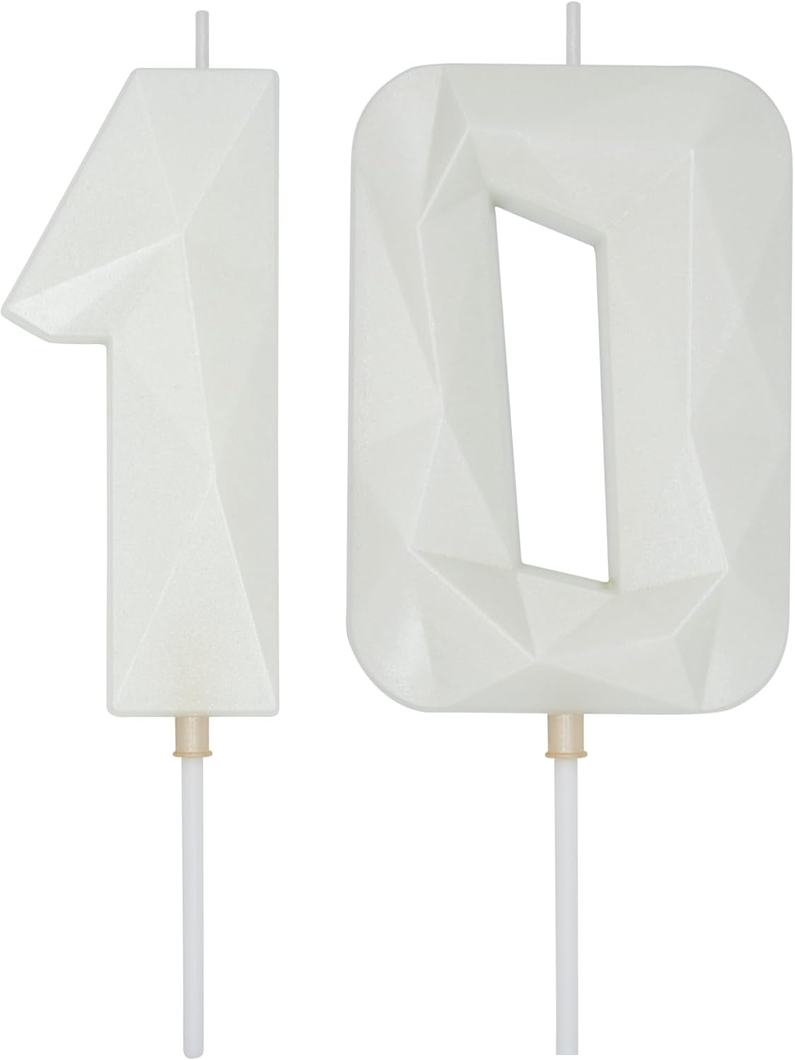 DERVENTA Large Birthday Candle Number 3D White 3.7 inch Party Celebration Anniversary Decoration Cake Topper 1 Piece (Number 10 White)