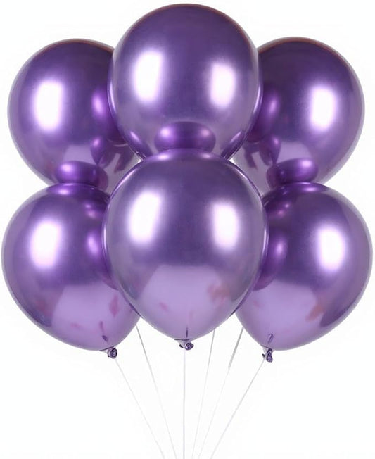 50 Pcs 12 Inch Metallic Purple Balloons, Chrome Purple Latex Balloons for Party Decorations, Shiny Bright Purple Balloons for Girls Birthday, Wedding, Baby Shower, Lavender Theme Party