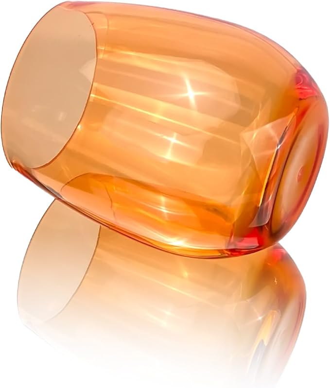Set of 6 Acrylic Wine Glasses, 20-ounce Plastic Tumbler for Party Use,BPA Free,Dishwasher Safe (Orange)