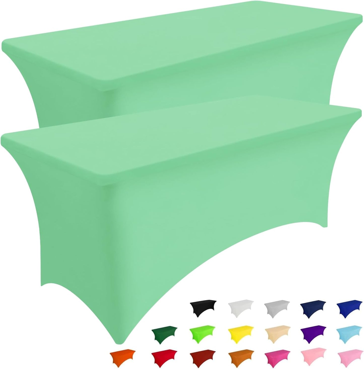 Smiry 2 Pack Spandex Table Cloth 5FT, Elastic Fitted Stretch Tablecloths for Rectangle Tables, Washable Table Cover for Outdoor, Wedding, Banquet & Parties (Bright Green, 60Lx30Wx30H Inch)