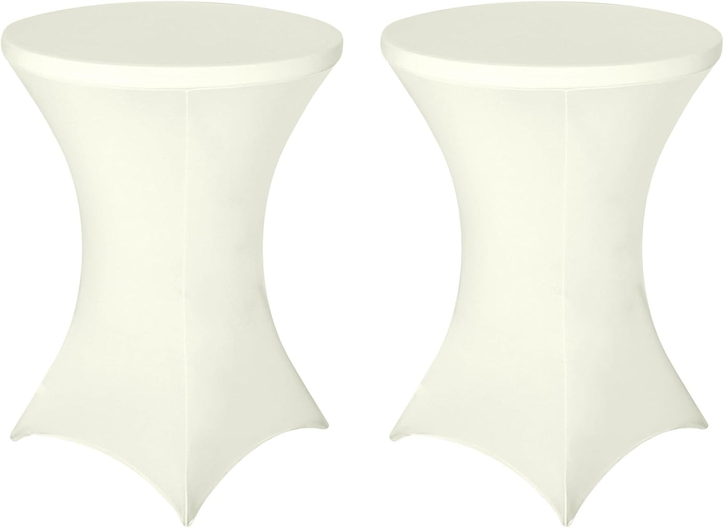 FestiCorp 2 Pack Spandex Cream Table Cover, Cocktail Fitted Tablecloths, Round Highboy Stretch Table Covers Cloths for Party, DJ, Bar, Wedding, Birthday, Banquet, 30"-32" Diameter x 40"-43" Height